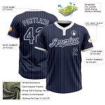 Custom Name and Number Unisex Softball Jersey - Personalized Navy White Pinstripe Two-Button Design Personalized Navy White
