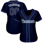 Custom Name and Number Baseball Jersey in Navy and Powder Blue - Personalized Team Jersey Personalized Navy White-Powder