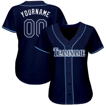 Custom Name and Number Baseball Jersey in Navy and Powder Blue - Personalized Team Jersey Personalized Navy White-Powder