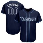 Custom Name and Number Baseball Jersey in Navy and Powder Blue - Personalized Team Jersey Personalized Navy White-Powder