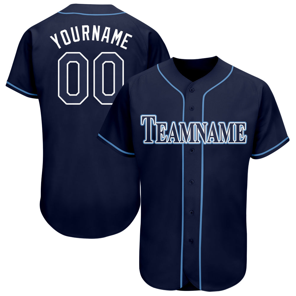Custom Name and Number Baseball Jersey in Navy and Powder Blue - Personalized Team Jersey Personalized Navy White-Powder