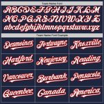 Personalized Baseball Jersey with Custom Name & Number - Navy White Red 3 Colors Arm Shapes Personalized Navy White-Red 3