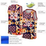 Custom Name and Number Basketball Jersey - Personalized 3D Geometric Shapes in Navy, White, and Red Personalized Navy White-Red
