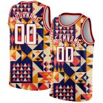 Custom Name and Number Basketball Jersey - Personalized 3D Geometric Shapes in Navy, White, and Red Personalized Navy White-Red