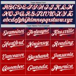 Custom Name and Number Authentic Baseball Jersey with Navy Red 3D Gradient Square Pattern Design Personalized Navy White-Red