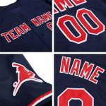 Custom Name and Number Authentic Baseball Jersey - Personalized Navy White Red Team Jersey Personalized Navy White-Red Authentic