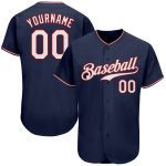 Custom Name and Number Authentic Baseball Jersey - Personalized Navy White Red Team Jersey Personalized Navy White-Red Authentic