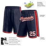 Custom Name and Number Authentic Basketball Shorts - Personalized Navy Red White Team Gear Personalized Navy White-Red Authentic