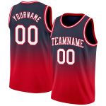 Personalized Custom Name Number Basketball Jersey Navy White Red Fade Fashion Personalized Navy White-Red Authentic Fade