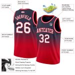 Personalized Custom Name Number Basketball Jersey Navy White Red Fade Fashion Personalized Navy White-Red Authentic Fade