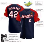 Custom Personalized Baseball Jersey with Navy Red White Raglan Sleeves - Authentic Team Name and Number Personalized Navy