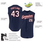 Personalized Authentic Baseball Jersey - Navy White Red Sleeveless Design Personalized Navy White-Red Authentic Sleeveless