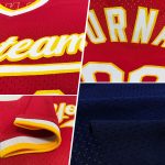 Custom Name and Number Personalized Authentic Baseball Jersey Navy Red White Throwback Style Personalized Navy White-Red