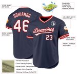 Custom Name and Number Personalized Authentic Baseball Jersey Navy Red White Throwback Style Personalized Navy White-Red