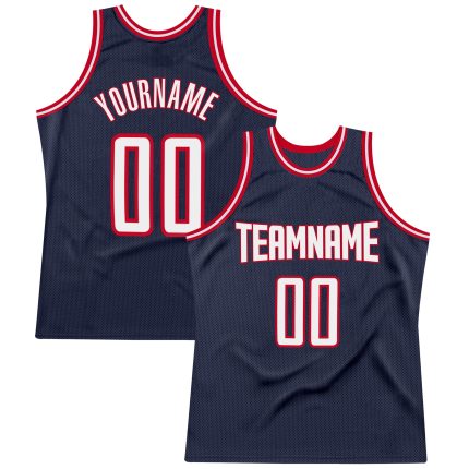 Custom Name Number Personalized Navy Red White Authentic Basketball Jersey - Team Edition Personalized Navy White-Red Authentic