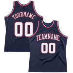 Personalized Authentic Basketball Jersey - Navy Red White Throwback Design Personalized Navy White-Red Authentic Throwback