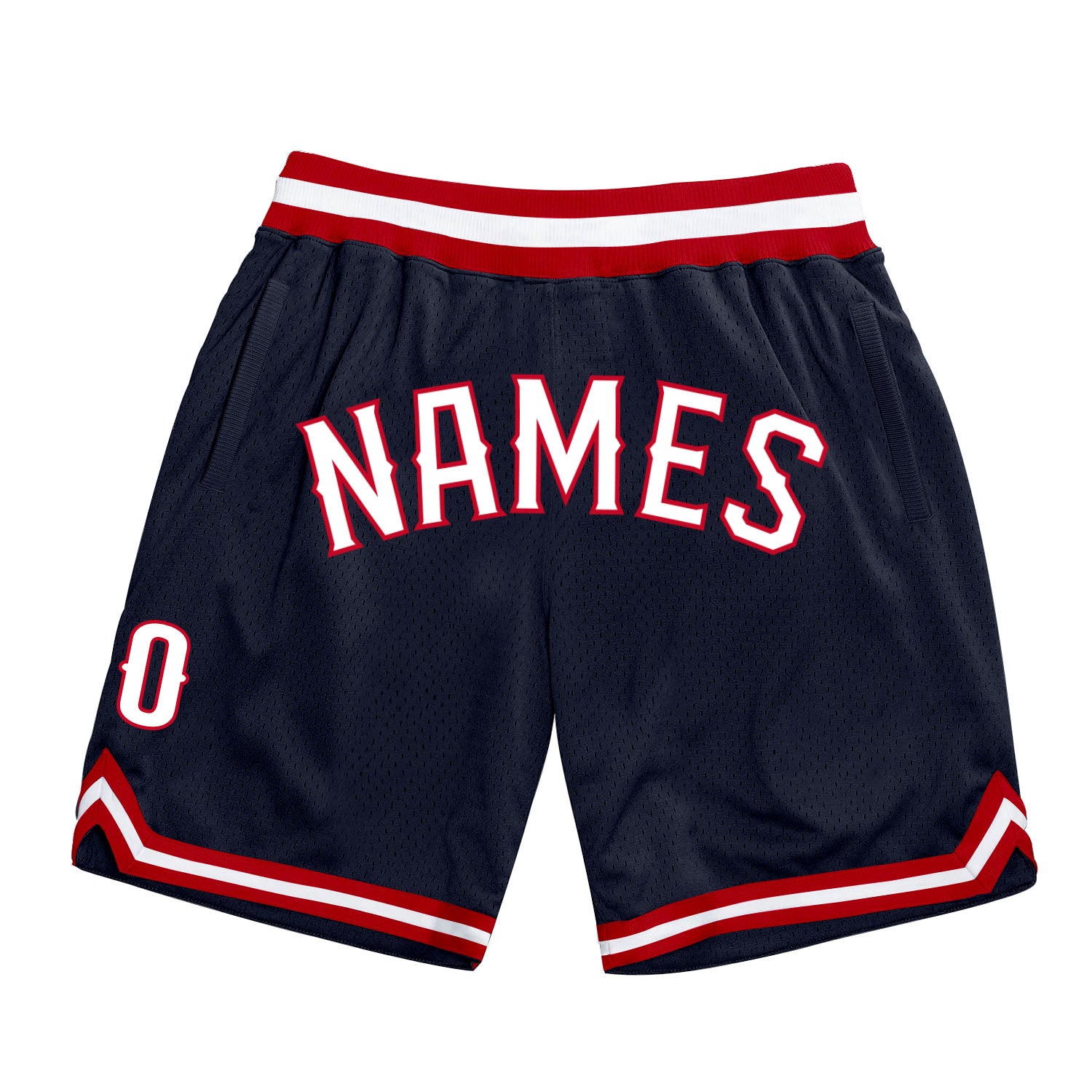 Custom Name and Number Authentic Throwback Basketball Shorts Personalized Navy White-Red Personalized Navy White-Red Authentic