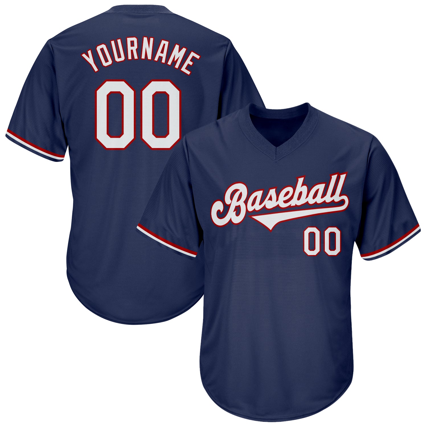 Custom Name Number Authentic Throwback Baseball Jersey Shirt - Personalized Navy White Red Rib-Knit Team Apparel Personalized
