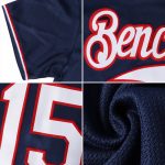 Custom Name Number Authentic Throwback Baseball Jersey Shirt - Personalized Navy White Red Rib-Knit Team Apparel Personalized