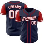 Customized Baseball Jersey with Name and Number - Authentic Two Tone Navy Red White Team Gear Personalized Navy White-Red