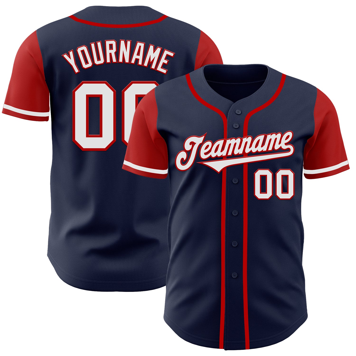 Customized Baseball Jersey with Name and Number - Authentic Two Tone Navy Red White Team Gear Personalized Navy White-Red