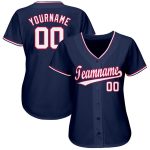 Personalized Navy Red White Baseball Jersey for Men and Women - Custom Team Gear Personalized Navy White-Red Baseball Jersey