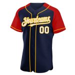 Custom Name Number Baseball Jersey Red Gold Navy White Authentic Raglan Sleeves Personalized Navy White Red-Gold Authentic