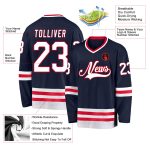 Custom Name & Number Personalized Hockey Jersey - Navy White-Red Team Jersey Personalized Navy White-Red Hockey Jersey Team