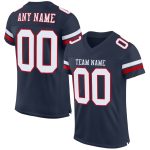 Personalized Navy Red White Authentic Football Jersey - Custom Team Design Personalized Navy White-Red Mesh Authentic Football