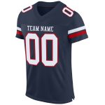 Personalized Navy Red White Authentic Football Jersey - Custom Team Design Personalized Navy White-Red Mesh Authentic Football