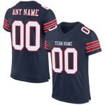 Custom Name and Number Personalized Football Jersey in Navy White-Red Mesh Personalized Navy White-Red Mesh Authentic Football