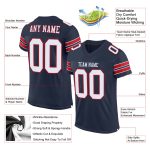 Custom Name and Number Personalized Football Jersey in Navy White-Red Mesh Personalized Navy White-Red Mesh Authentic Football
