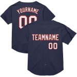 Personalized Navy and Red Mesh Baseball Jersey - Authentic Throwback Style Personalized Navy White-Red Mesh Authentic Throwback