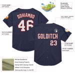 Personalized Navy and Red Mesh Baseball Jersey - Authentic Throwback Style Personalized Navy White-Red Mesh Authentic Throwback