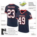 Personalized Authentic Football Jersey in Navy White-Red Mesh - Retro Style Personalized Navy White-Red Mesh Authentic Throwback