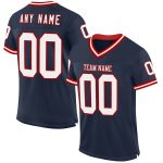 Personalized Authentic Football Jersey in Navy White-Red Mesh - Retro Style Personalized Navy White-Red Mesh Authentic Throwback