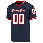 Personalized Authentic Throwback Football Jersey - Custom Team Name & Number in Navy, White & Red Mesh Personalized Navy
