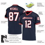 Personalized Authentic Throwback Football Jersey - Custom Team Name & Number in Navy, White & Red Mesh Personalized Navy