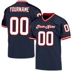 Personalized Authentic Throwback Football Jersey - Custom Team Name & Number in Navy, White & Red Mesh Personalized Navy
