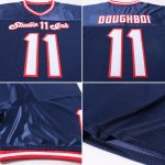 Personalized Authentic Throwback Football Jersey - Custom Team Name & Number in Navy, White & Red Mesh Personalized Navy