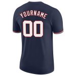 Custom Team Name Number Performance T-Shirt - Personalized Navy White Red Design Personalized Navy White-Red Performance