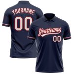 Custom Team Name and Number Personalized Golf Polo Shirt Navy Red White Performance Personalized Navy White-Red Performance