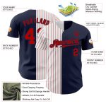 Custom Team Baseball Jersey with Personalized Name and Number, Navy White-Red Pinstripe Authentic Split Style Personalized