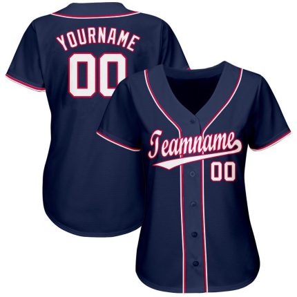 Custom Name and Number Softball Jersey - Personalized Navy and White-Red Team Uniform Personalized Navy White-Red Softball