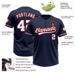 Custom Name Number Softball Jersey Unisex Two-Button Navy White-Red Personalized Team Apparel Personalized Navy White-Red