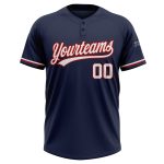Custom Name Number Softball Jersey Unisex Two-Button Navy White-Red Personalized Team Apparel Personalized Navy White-Red