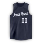Personalized Basketball Jersey for Men - Navy and White Round Neck Design Personalized Navy White Round Neck Basketball Jersey