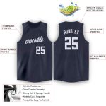 Personalized Basketball Jersey for Men - Navy and White Round Neck Design Personalized Navy White Round Neck Basketball Jersey
