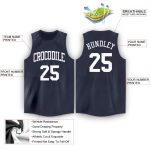 Custom Name and Number Personalized Basketball Jersey - Navy White Round Neck Personalized Navy White Round Neck Basketball