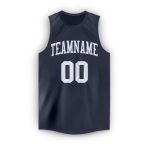 Custom Name and Number Personalized Basketball Jersey - Navy White Round Neck Personalized Navy White Round Neck Basketball